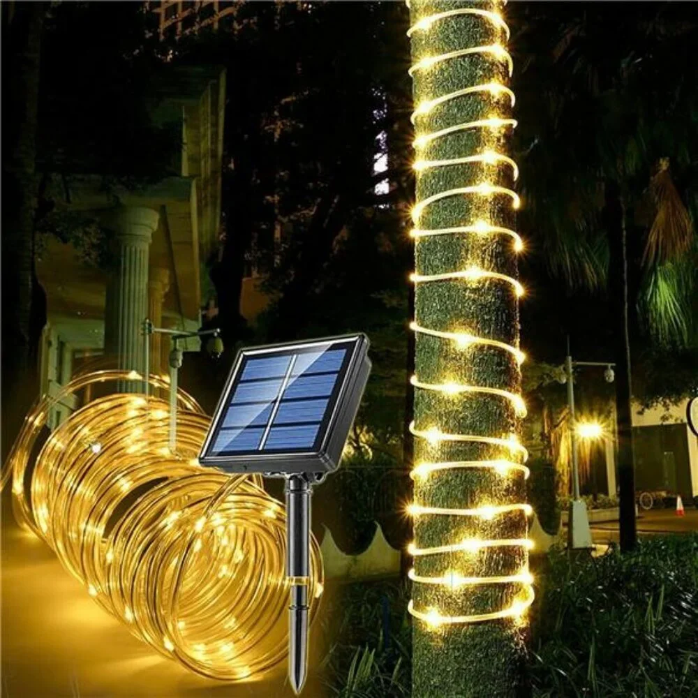 Solar Rope Lights Outdoor Waterproof LED String Lights for Garden Tree Decor